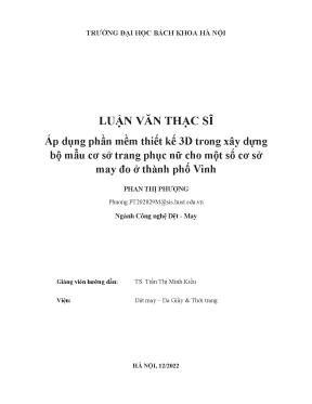 Áp dụng phần mềm thiết kế 3d trong xây dựng bộ mẫu cơ sở trang phục nữ cho một số cơ sở may đo thành phố vinh