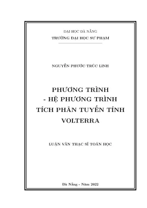 Phương trình hệ phương trình tích phân tuyến tính volterra