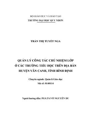 Quản lý công tác chủ nhiệm lớp ở các trường tiểu học trên địa bàn huyện vân canh tỉnh bình định