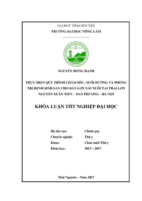 Luận văn thực hiện quy trình chăm sóc nuôi dưỡng và phòng trị bệnh sinh sản cho đàn lợn nái nuôi tại trại lợn nguyễn xuân tiến đan phượng hà nội
