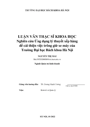 Nghiên cứu ứng dụng lý thuyết xếp hàng để cải thiện việc trông giữ xe máy của trường đại học bách khoa hà nội