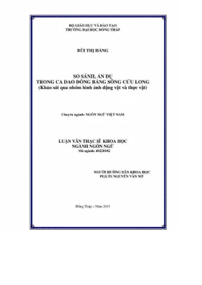 So sánh ẩn dụ trong ca dao đồng bằng sông cửu long khảo sát qua nhóm hình ảnh động vật và thực vật