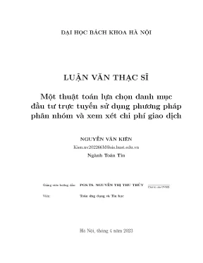Một thuật toán lựa chọn danh mục đầu tư trực tuyến sử dụng phương pháp phân nhóm và xem xét chi phí giao dịch