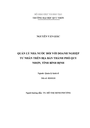 Quản lý nhà nước đối với doanh nghiệp tư nhân trên địa bàn thành phố quy nhơn tỉnh bình định