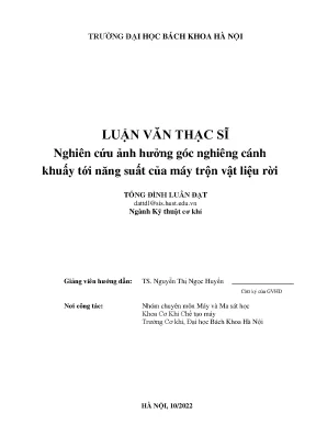 Nghiên cứu ảnh hưởng góc nghiêng cánh khuấy tới năng suất của máy trộn vật liệu rời