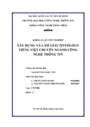 Luận văn xây dựng và làm giàu ontology tiếng việt chuyên ngành công nghệ thông tin