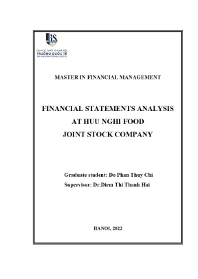 Financial statements analysis at huu nghi food joint stock company