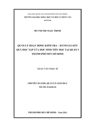 Quản lý hoạt động kiểm tra đánh giá kết quả học tập của học sinh tiểu học tại quận 5 tp hồ chí minh