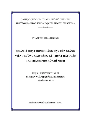 Quản lý hoạt động giảng dạy của giảng viên trường cao đẳng kỹ thuật hải quân tại thành phố hồ chí minh
