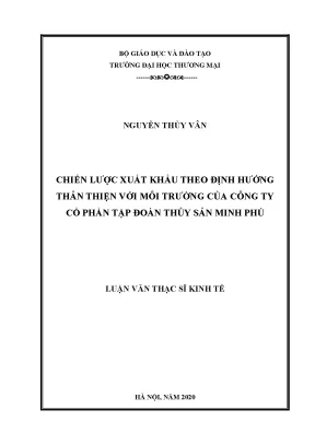 Chiến lược xuất khẩu theo định hướng thân thiện với môi trường của công ty cổ phần tập đoàn thủy sản minh phú