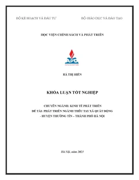 Chuyên ngành kinh tế phát triển phát triển nghề thêu tay tại xã quất động huyện thường tín hà nội