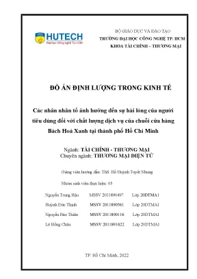 Các nhân nhân tố ảnh hưởng đến sự hài lòng của người tiêu dùng đối với chất lượng dịch vụ của chuỗi cửa hàng bách hoá xanh tại thành phố hồ chí minh