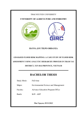 Gis based flood risk mapping a case study of flood risk assessment using analytic hierarchy process in tram tau district yen bai province vietnam