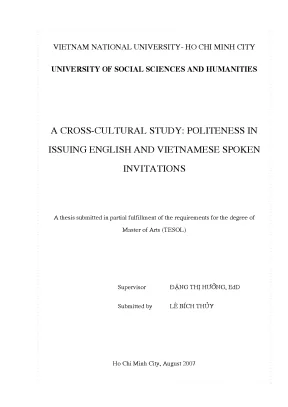 A cross cultural study politeness in issuing english and vietnamese spoken invitations