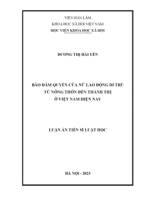 Bảo đảm quyền của nữ lao động di trú từ nông thôn đến thành thị ở việt nam hiện nay