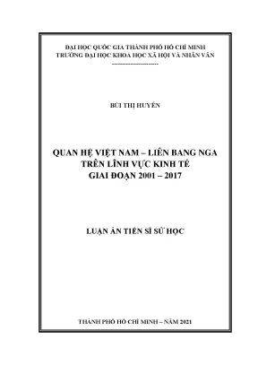 Quan hệ việt nam liên bang nga trên lĩnh vực kinh tế giai đoạn 2001 2017
