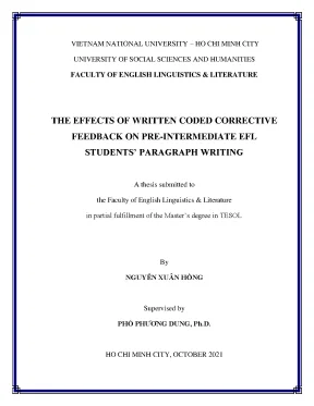 The effects of written coded corrective feedback on pre intermediate efl students paragraph writing ma