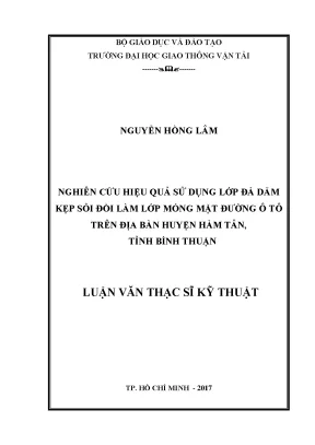 Nghiên cứu hiệu quả sử dụng đất đá dăm kẹp sỏi đồi làm lớp móng mặt đường ô tô trên địa bàn huyện hàm tân tỉnh bình thuận