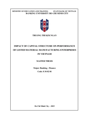 Impact of capital structure on performance of listed material manufacturing enterprises in vietnam