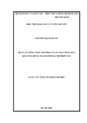 Quản lý công chức phường của uỷ ban nhân dân quận hà đông thành phố hà nội hiện nay
