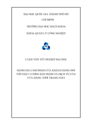 Đánh giả cảm nhận của khách hàng đối với chất lượng sản phẩm và dịch vụ của cửa hàng thời trang foc