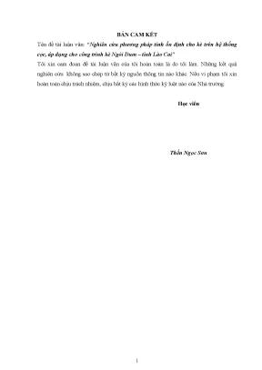 Nghiên cứu phương pháp tính ổn định cho kè trên hệ thống cọc áp dụng cho công trình kè ngòi đum tỉnh lào cai