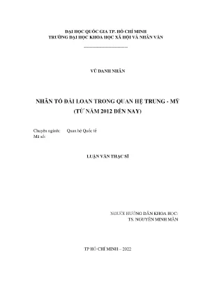 Nhân tố đài loan trong quan hệ trung mỹ từ năm 2012 đến nay