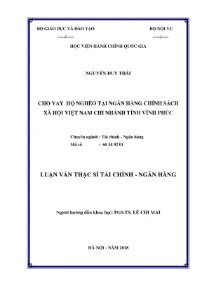 Luận văn ths cho vay hộ nghèo tại ngân hàng chính sách xã hội việt nam chi nhánh tỉnh vĩnh phúc
