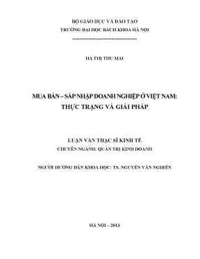 Luận văn ths mua bán sáp nhập doanh nghiệp ở việt nam thực trạng và giải pháp