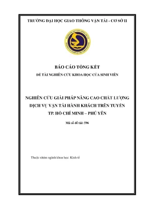 Nghiên cứu giải pháp nâng cao chất lượng dịch vụ vận tải hành khách trên tuyến thành phố hồ chí minh phú yên đề tài nghiên cứu khoa học sinh viên