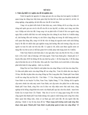 Thực trạng môi trường nước mặt sông đào đoạn chảy qua thành phố nam định và giải pháp quản lý dựa vào cộng đồng