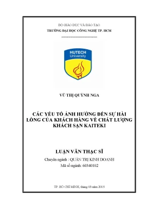 Các yếu tố ảnh hưởng đến sự hài lòng của khách hàng về chất lượng khách sạn kaiteki