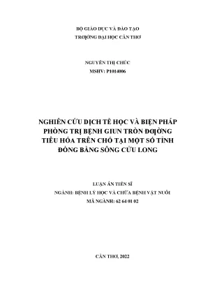 Nghiên cứu dịch tễ học và biện pháp phòng trị bệnh giun tròn đƣờng tiêu hóa trên chó tại một số tỉnh đồng bằng sông cửu long