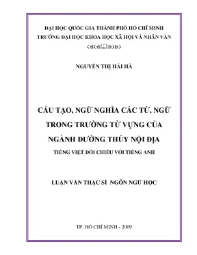 Cấu tạo ngữ nghĩa các từ ngữ trong trường từ vựng của ngành đường thủy nội địa tiếng việt đối chiếu với tiếng anh