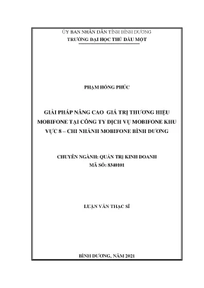 Giải pháp nâng cao giá trị thương hiệu mobifone tại công ty dịch vụ mobifone khu vực 8 chi nhánh mobifone bình dương
