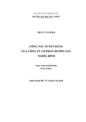Công tác tuyển dụng của công ty đường sắt nghĩa bình