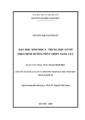 Dạy học sinh học 8 trung học cơ sở theo định hướng phát triển năng lực