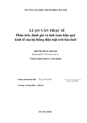 Phân tích đánh giá và tính toán hiệu quả kinh tế của hệ thống điện mặt trời hòa lưới