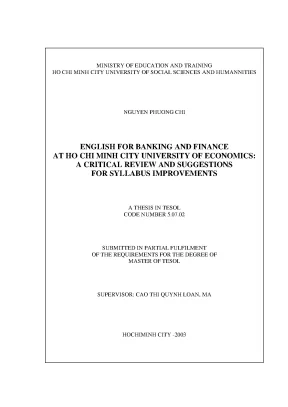 English for banking and finance at ho chi minh city university of economics a critical review and suggestions for syllabus improvements