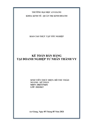 Kế toán bán hàng tại doanh nghiệp tư nhân thành vy
