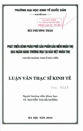 Phát triển kênh phân phối sản phẩm bảo hiểm nhân thọ qua ngân hàng thương mại bảo hiểm tại bảo hiểm nhân thọ
