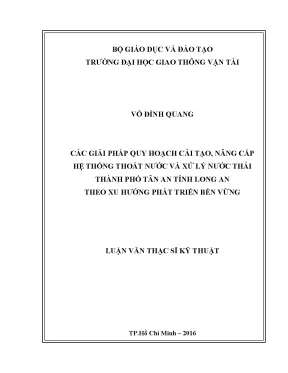 Các giải pháp quy hoạch cải tạo nâng cấp hệ thống thoát nước và xử lý nước thải thành phố tân an tỉnh long an theo xu hướng phát triển bền vững