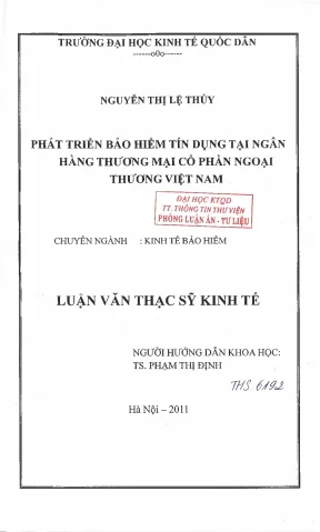 Phát triển bảo hiểm tín dụng tại ngân hàng thương mại cổ phần ngoại thương việt nam