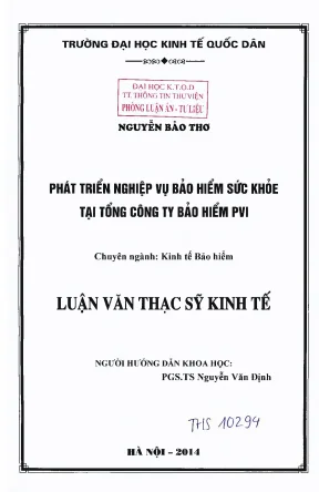Phát triển nghiệp vụ bảo hiểm sức khỏe tại tổng công ty bảo hiểm pvi