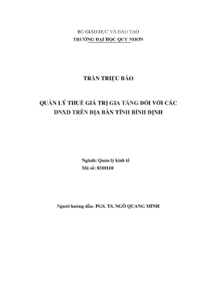 Quản lý thuế giá trị gia tăng đối với các dnxd trên địa bàn tỉnh bình định