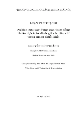 Nghiên cứu xây dựng giao thức đồng thuận dựa trên đánh giá các tiêu chí trong mạng chuỗi khối