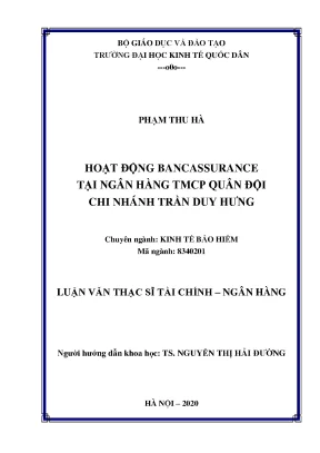 Hoạt động bancassurance tại ngân hàng tmcp quân đội chi nhánh trần duy hưng