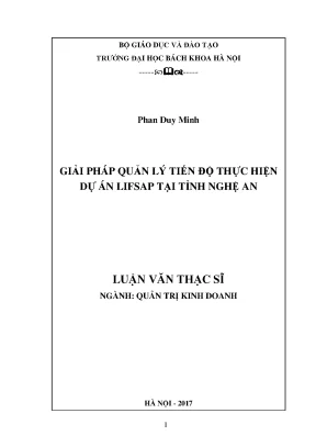 Giải pháp quản lý tiến độ thực hiện dự án lifsap tại tỉnh nghệ an