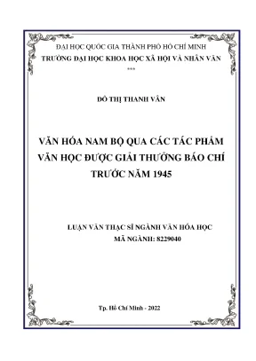 Văn hóa nam bộ qua các tác phẩm văn học được giải thưởng báo chí trước năm 1945