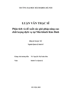Phân tích và đề xuất các giải pháp nâng cao chất lượng dịch vụ tại nhà khách kim bình